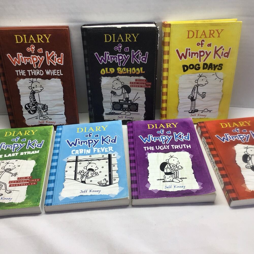 Diary of a Wimpy Kid Book Lot 7 Hardcover Softcover Books Jeff Kinney Dog Days